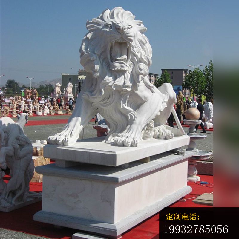 石雕咆哮狮子，广场动物雕塑_800*800