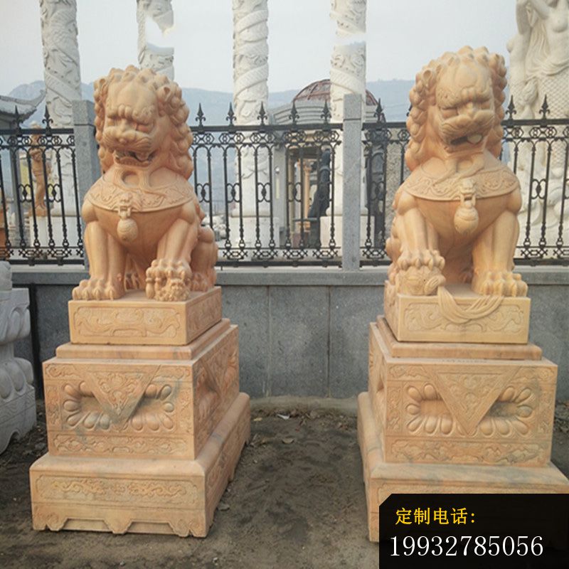 晚霞红看门狮石雕，北京狮_800*800