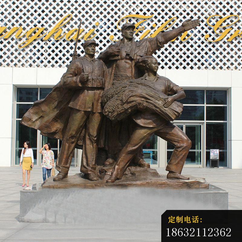 革命战士铜雕，广场景观铜雕_800*800