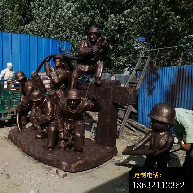 消防灭火仿铜雕塑，消防景观雕塑_800*800