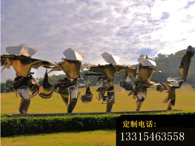 丰收喜悦雕塑，不锈钢抽象人物_659*494