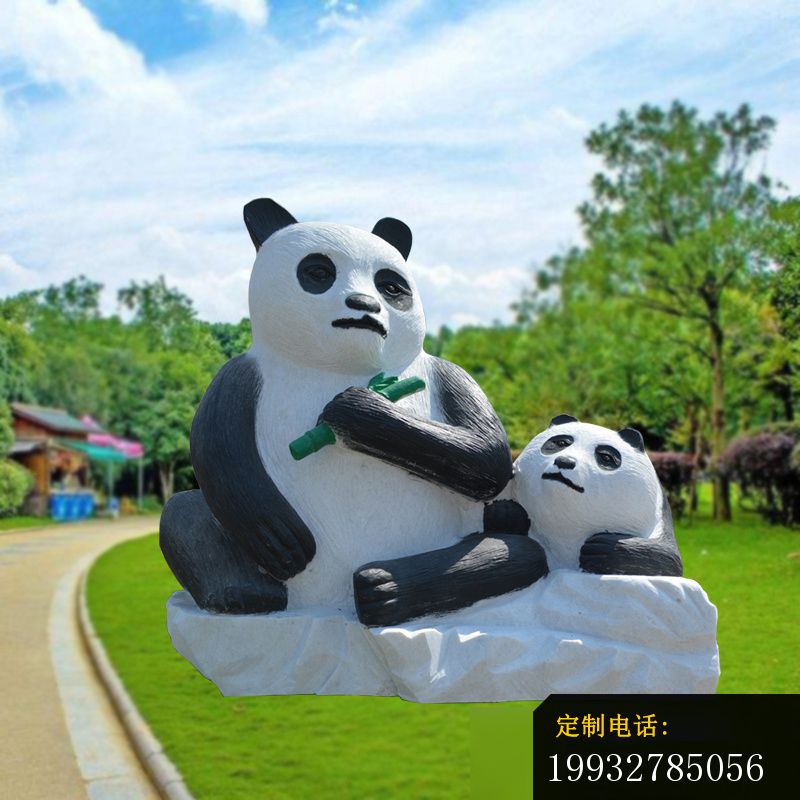 母子熊猫石雕，_800*800