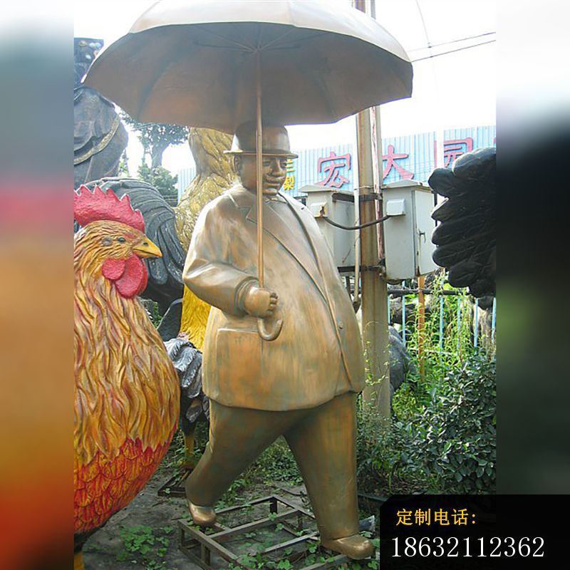 玻璃钢大胖子雕塑，玻璃钢仿铜人物雕塑_800*800