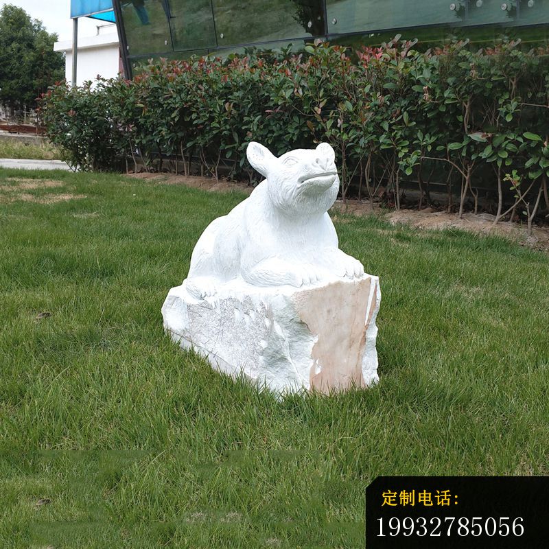 大理石草丛狗熊 石雕公园动物摆件_800*800
