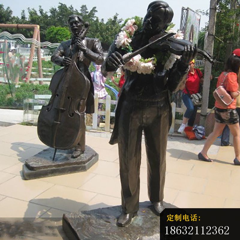 玻璃钢演奏雕塑，仿铜人物雕塑，景观雕塑 (1)_800*800