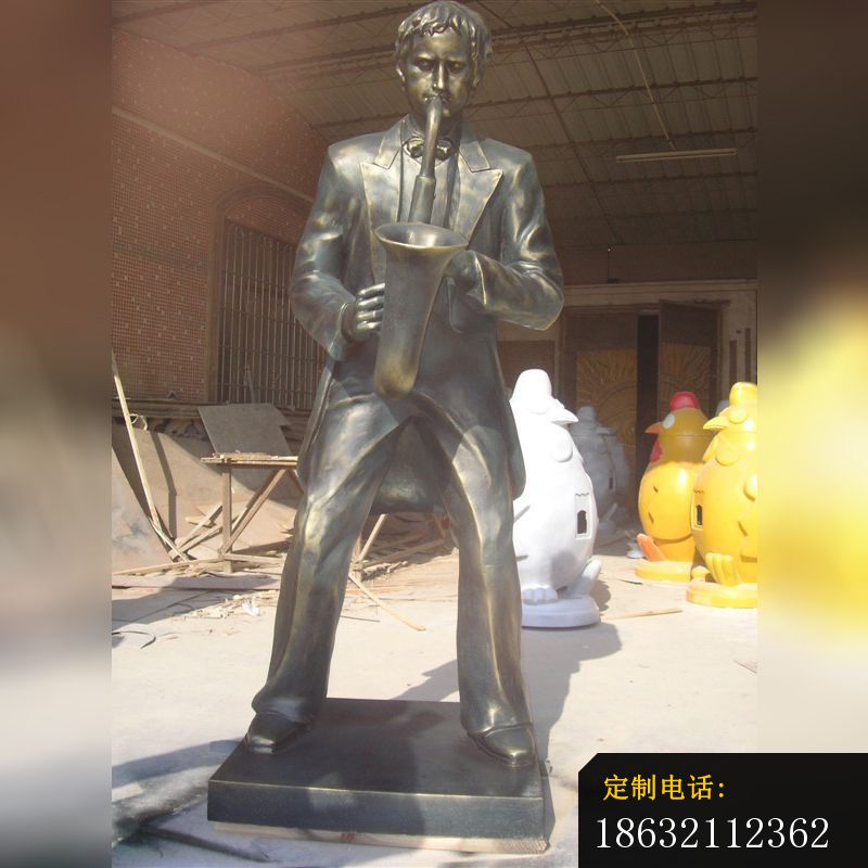 玻璃钢演奏雕塑，仿铜人物雕塑，景观雕塑 (5)_800*800