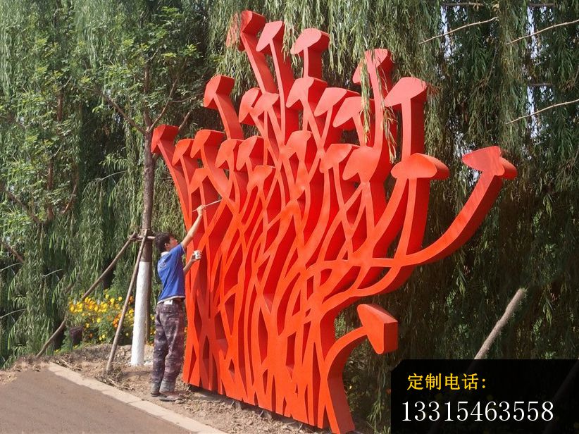 不锈钢植物雕塑，景观不锈钢雕塑_822*616