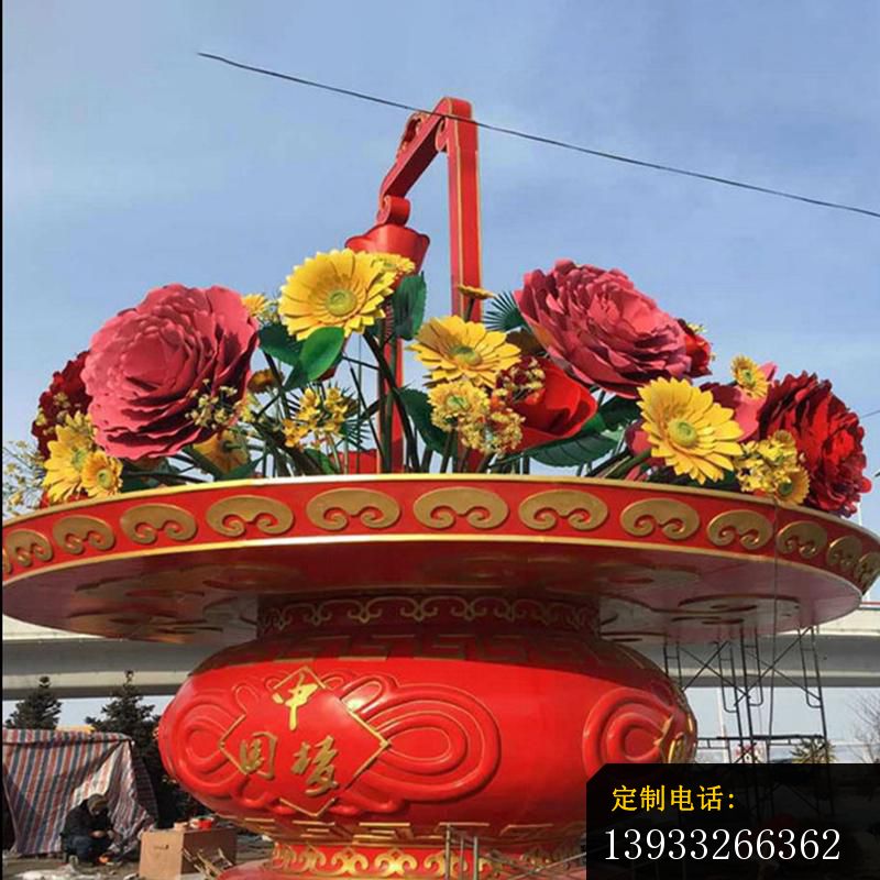 广场不锈钢菊花花篮景观雕塑_800*800