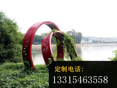 不锈钢指环雕塑，公园不锈钢景观雕塑 (2)_458*344