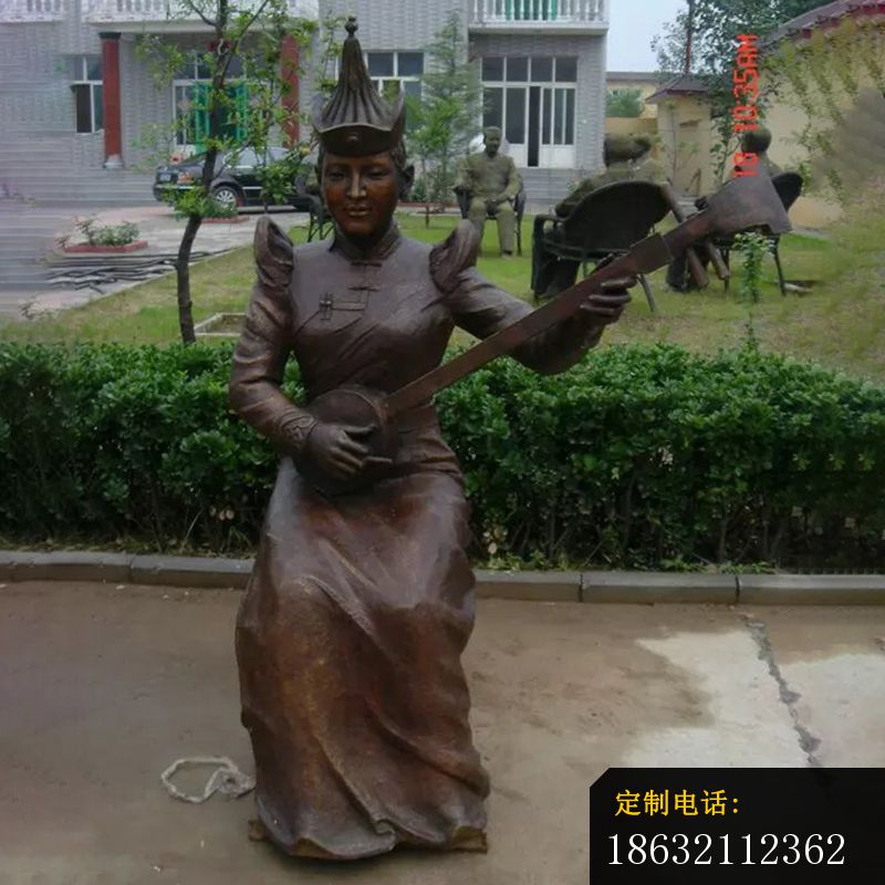 蒙古族人物演奏铜雕，公园人物雕塑 (1)_800*800