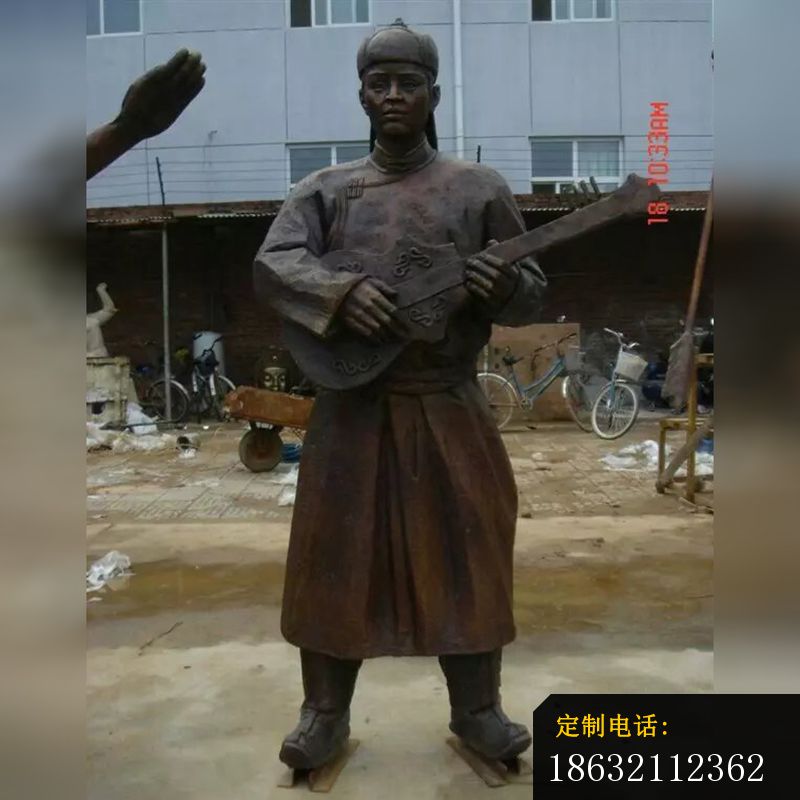 蒙古族人物演奏铜雕，公园人物雕塑 (2)_800*800
