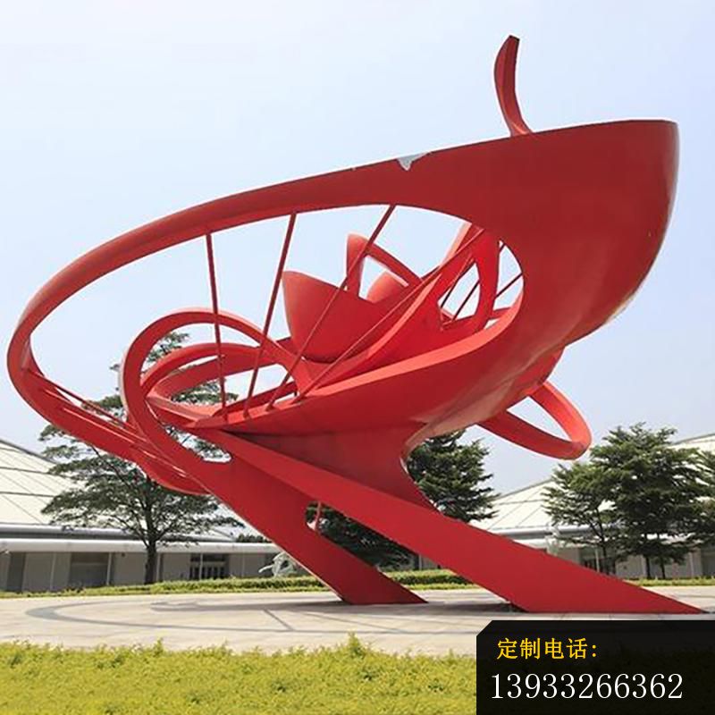 广场不锈钢红色抽象标志雕塑_800*800