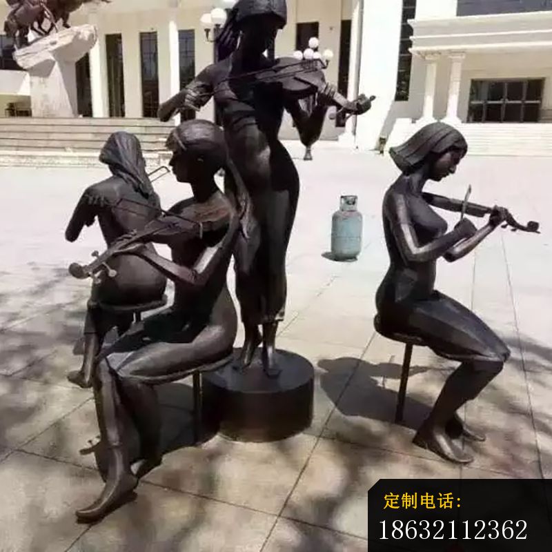 演奏人物铜雕，广场小品铜雕 (2)_800*800