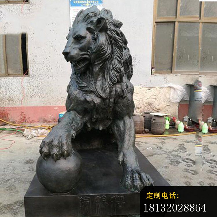铜雕大型西方彩球狮子雕塑 (1)_750*750