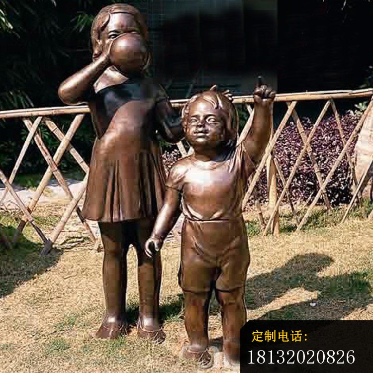 铜雕儿童吹气球    公园人物雕塑 (1)_750*750