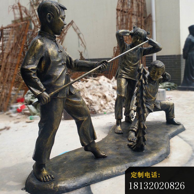 铜雕儿童放鞭炮    广场人物雕塑 (2)_750*750