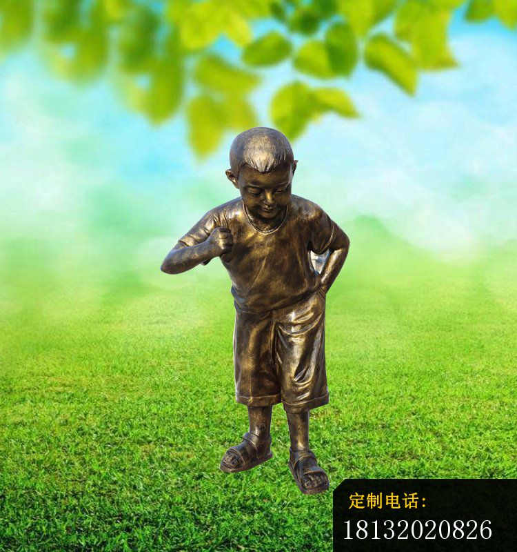 铜雕儿童玩耍   公园人物雕塑 (1)_750*800