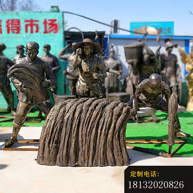 铜雕干农活人物   广场人物雕塑_750*750