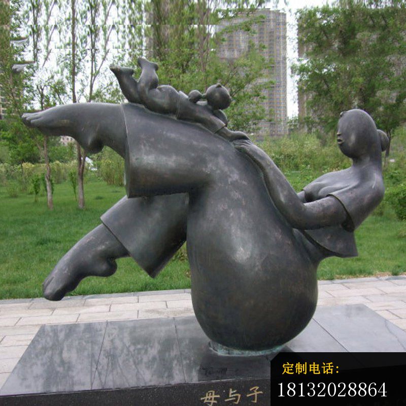 铜雕公园母与子景观装饰人物摆件 (2)_800*800