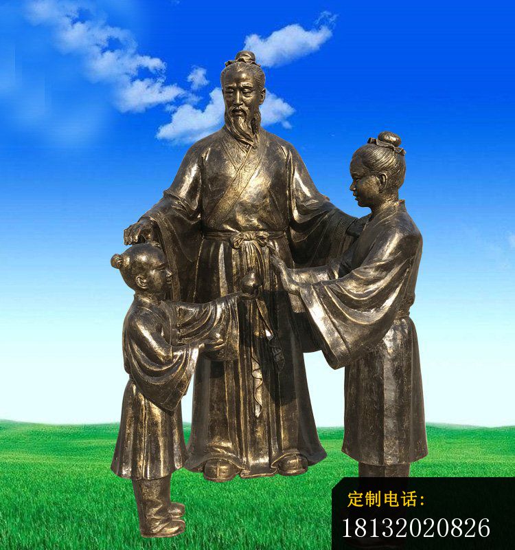 铜雕孔融让梨   公园人物雕塑_750*800
