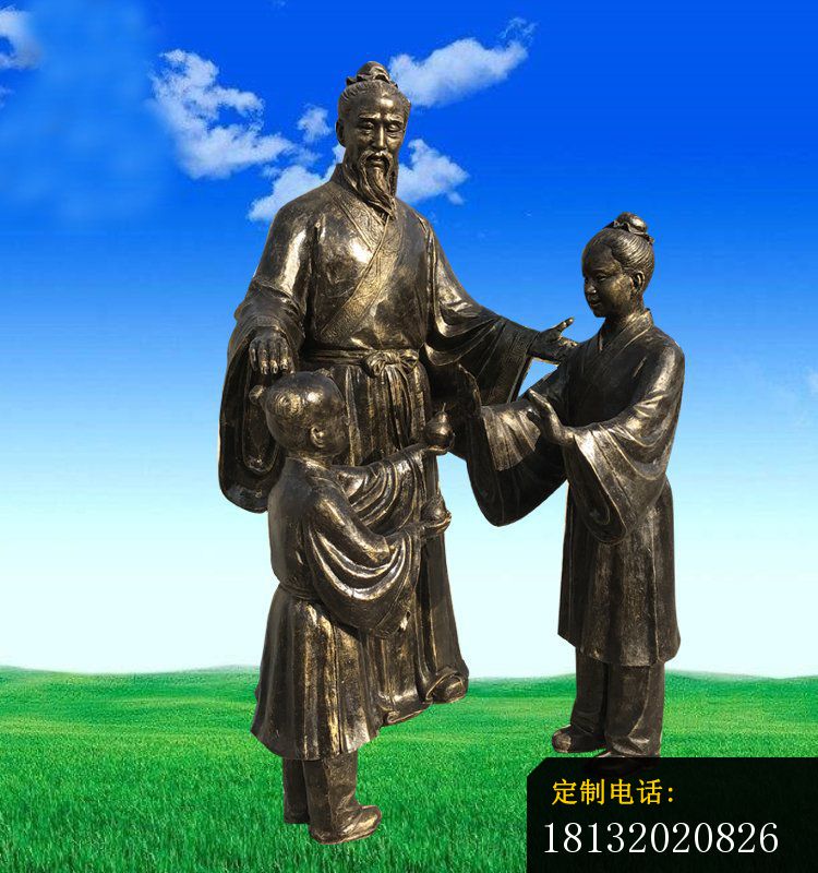 铜雕孔融让梨  公园人物雕塑_750*800