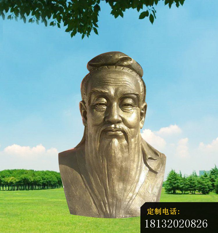 铜雕孔子头像   校园人物雕塑_750*800