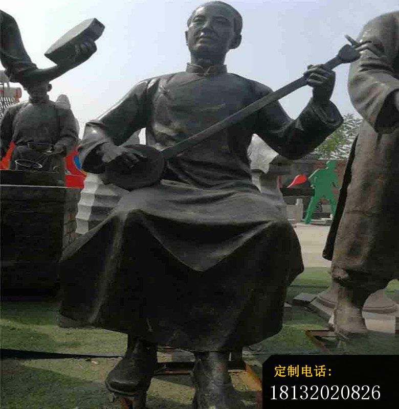 铜雕拉二胡先生  广场人物雕塑_780*800