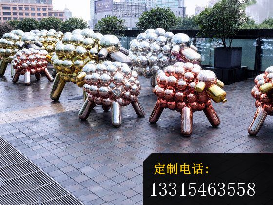 不锈钢小羊肖恩雕塑，不锈钢抽象动物雕塑 (5)_560*420