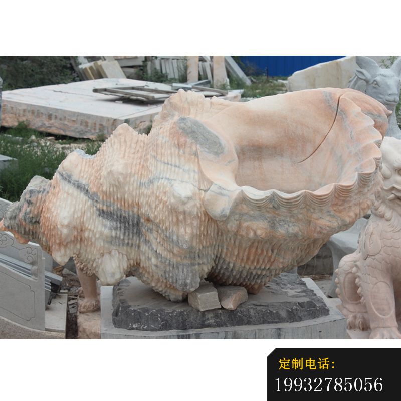 海螺石雕，晚霞红海螺雕塑 (1)_800*800