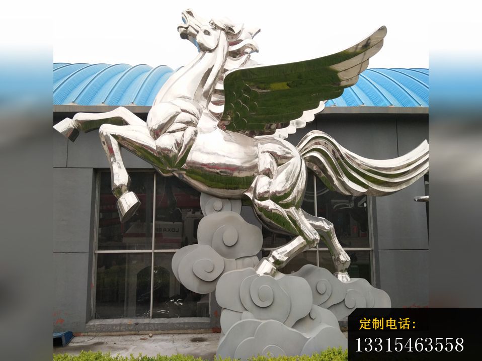 不锈钢踏云的飞马雕塑  城市不锈钢雕塑_958*718