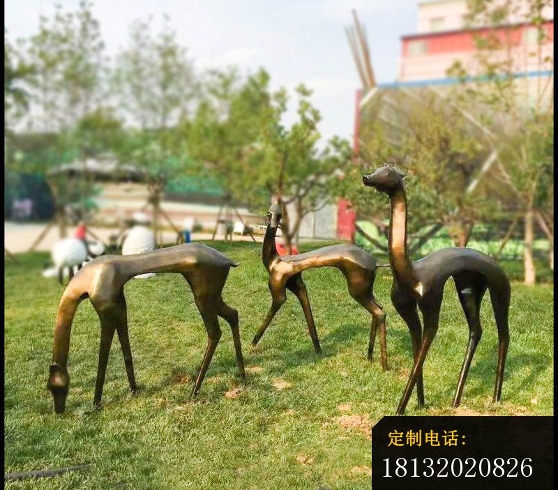 铜雕梅花鹿   公园动物雕塑 (2)_800*703