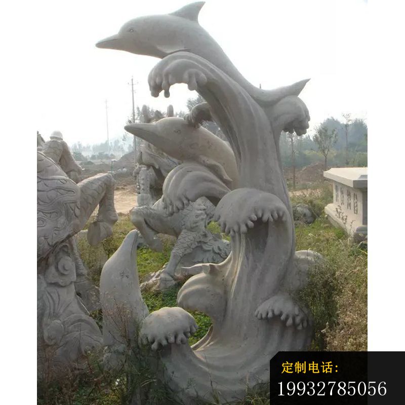 海豚石雕，大理石海豚雕塑_800*800