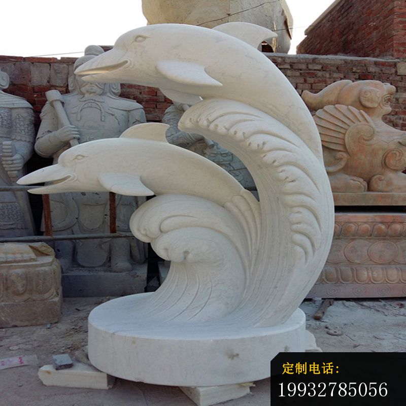海豚石雕，公园大理石动物雕塑_800*800