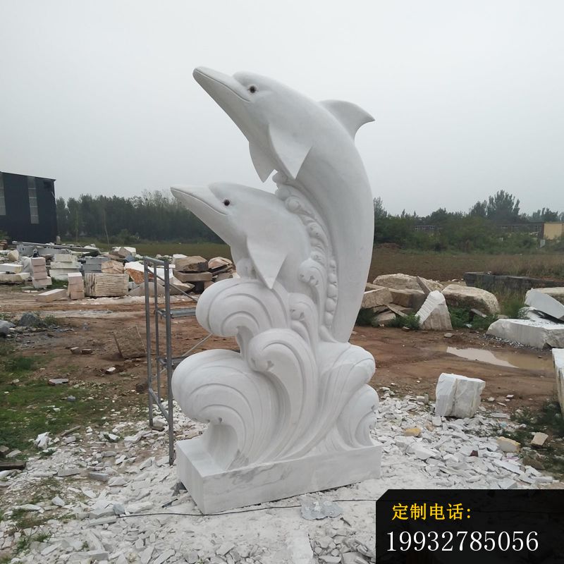 海豚戏水石雕，汉白玉海豚_800*800