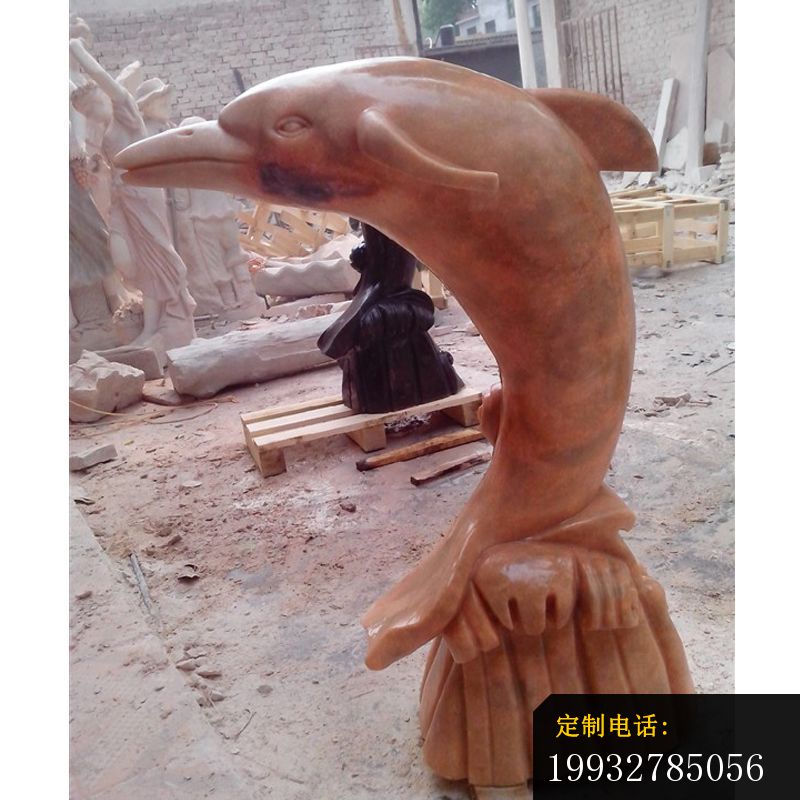 海豚石雕，晚霞红动物石雕_800*800