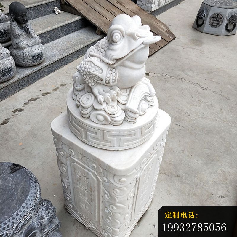 汉白玉貔貅立柱    石雕招财动物雕塑   (3)_800*800