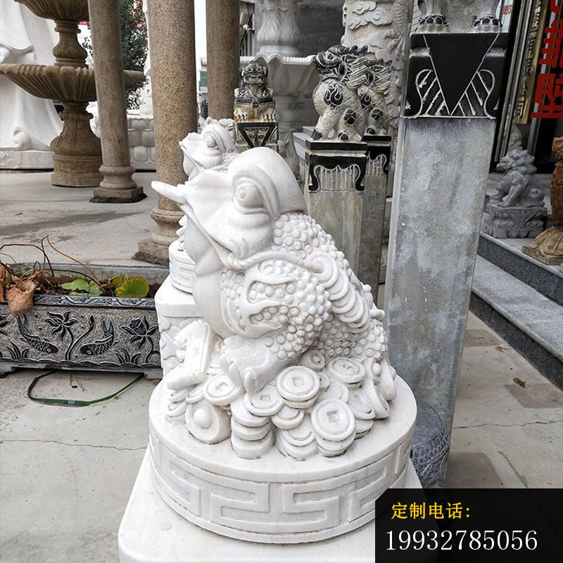 汉白玉貔貅立柱    石雕招财动物雕塑   (4)_800*800