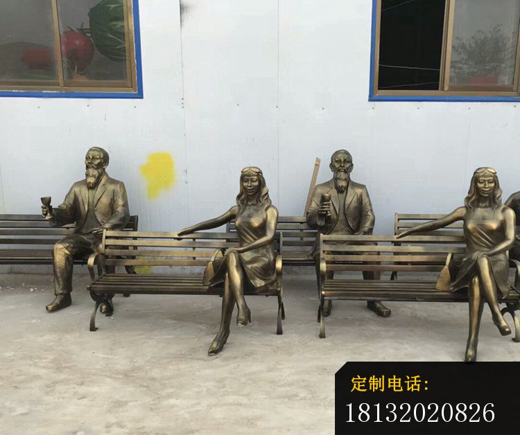 铜雕美女长椅   公园人物雕塑_750*628