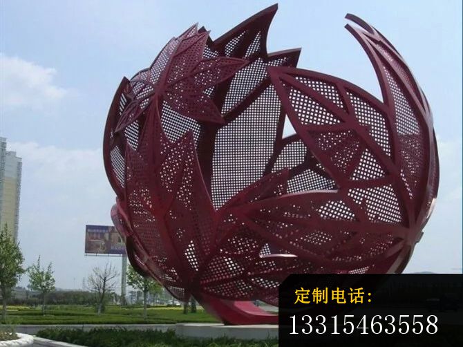 不锈钢树叶雕塑，_670*502