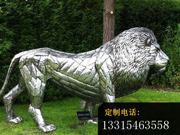 不锈钢狮子雕塑，不锈钢公园雕塑_585*439