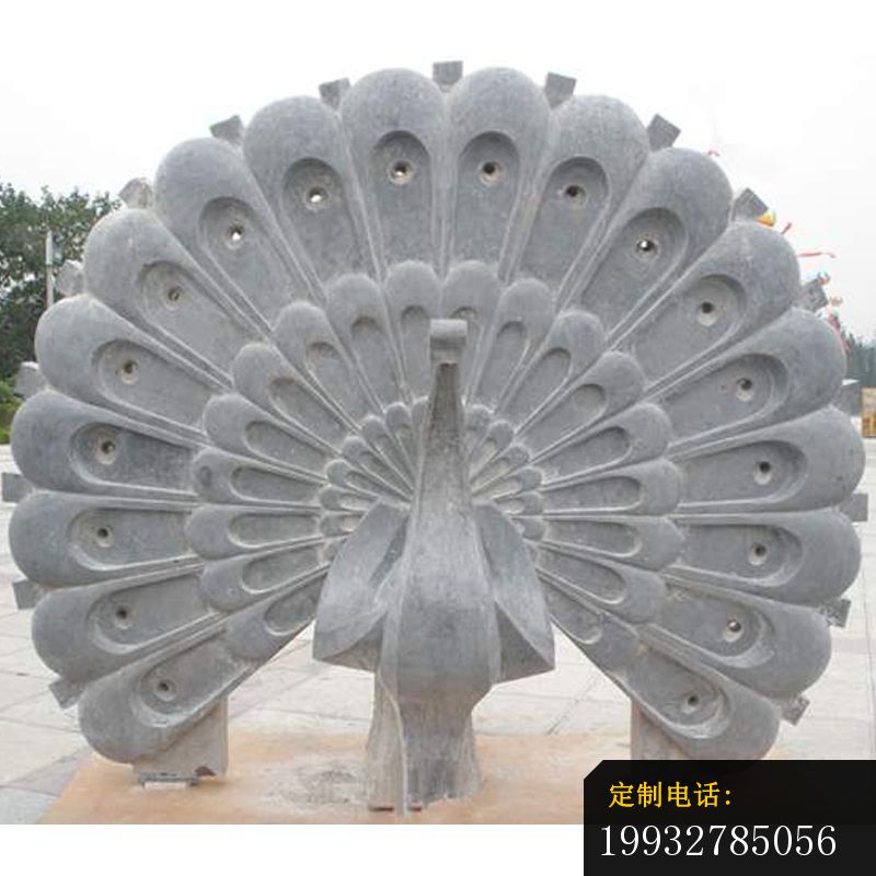青石孔雀雕塑，公园动物石雕_800*800