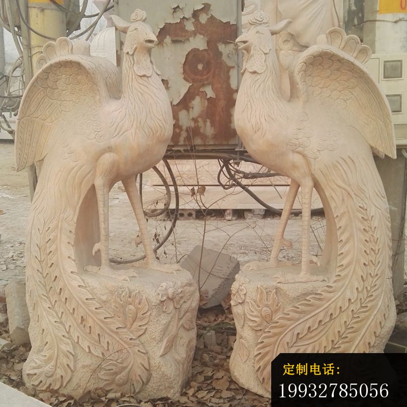 晚霞红凤凰石雕，公园动物景观石雕_800*800