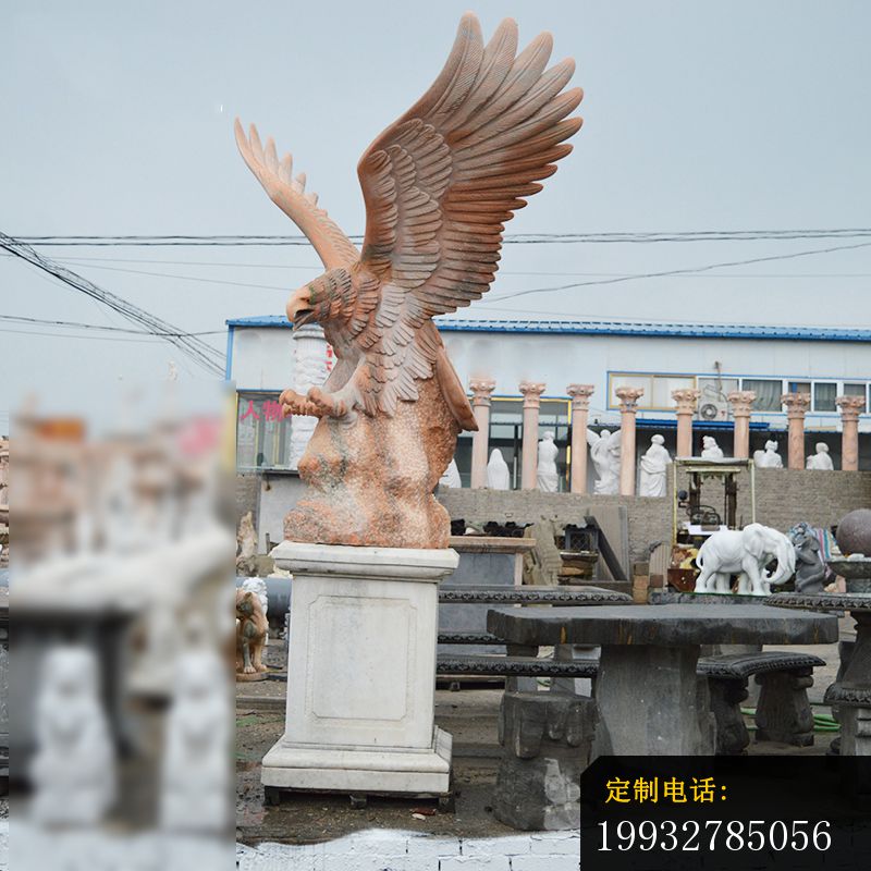 雄鹰展翅石雕，晚霞红老鹰石雕_800*800