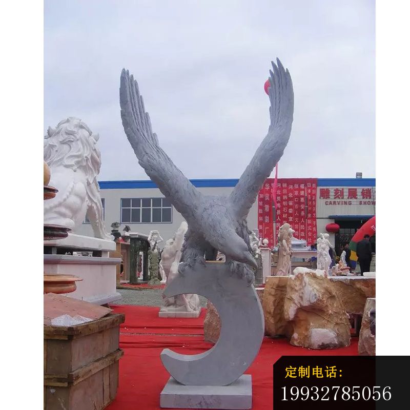石雕鹰，大理石老鹰雕塑 (2)_800*800