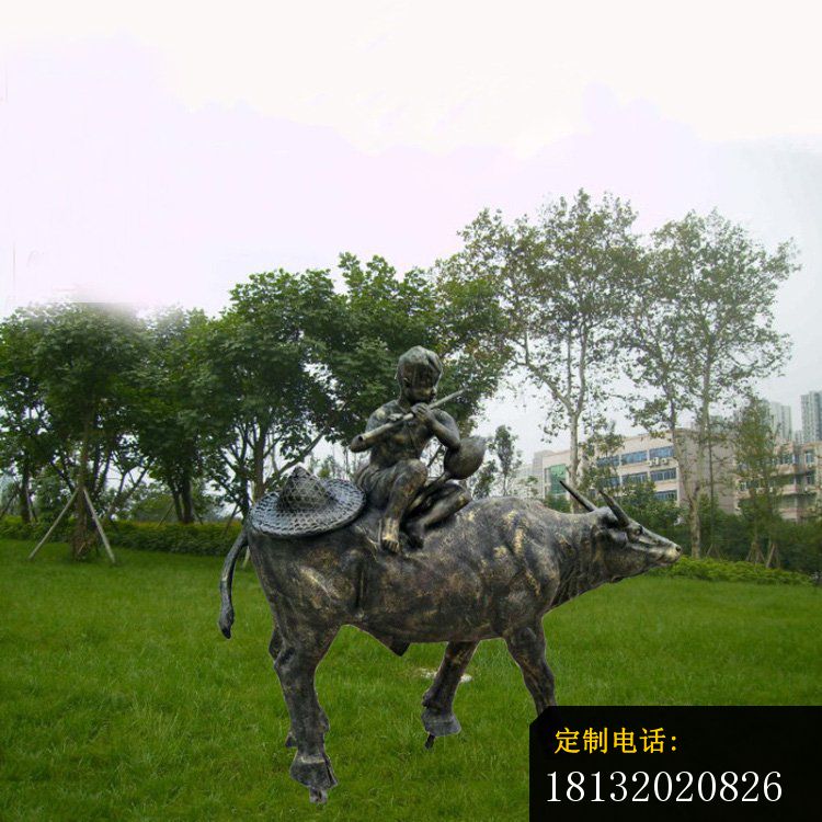 铜雕牧童骑黄牛       公园景观雕塑_750*750