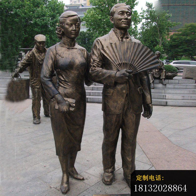 铜雕逛街夫妻人物雕塑_800*800
