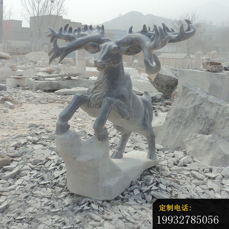 青石驯鹿雕塑 公园仿古动物石雕 (3)_800*800