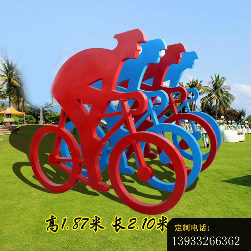 公园不锈钢骑车运动雕塑_800*800