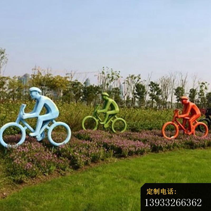 公园不锈钢骑车玩耍景观雕塑_800*800