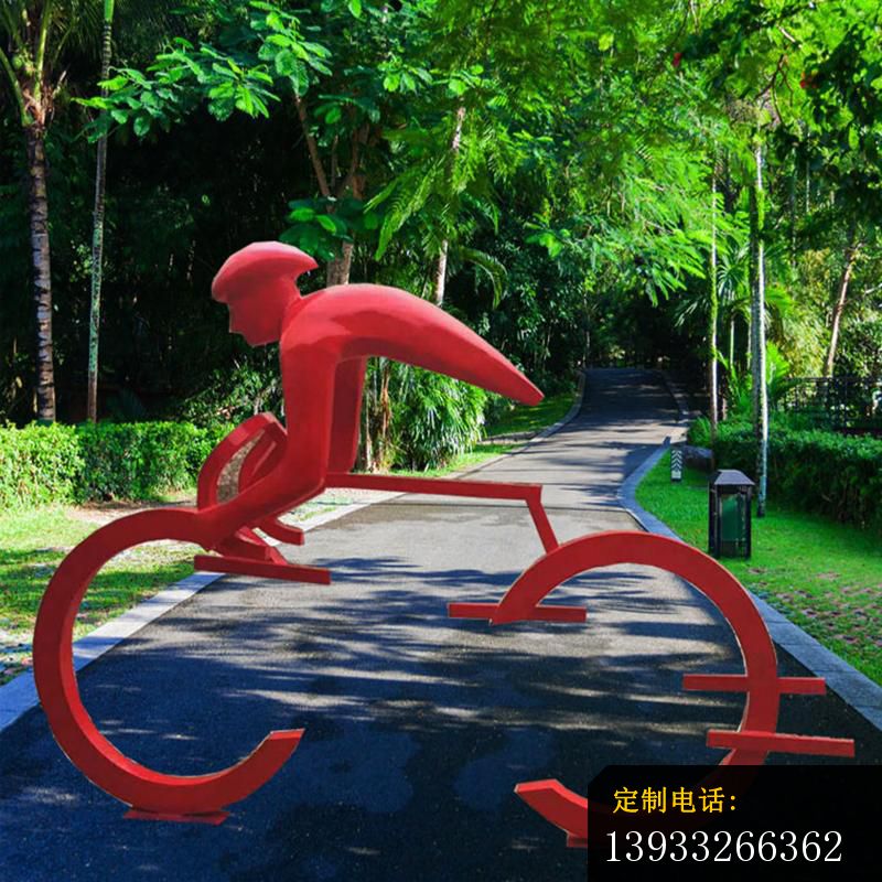 公园不锈钢骑单车的运动人物雕塑_800*800